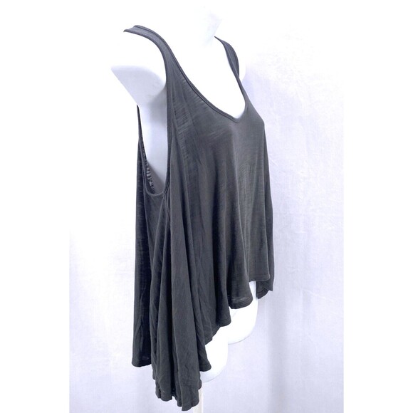 BLUE LIFE Planet Blue Top S Gray Soft Modal Flowy Cropped Trapeze Oversized USA - Picture 2 of 5
